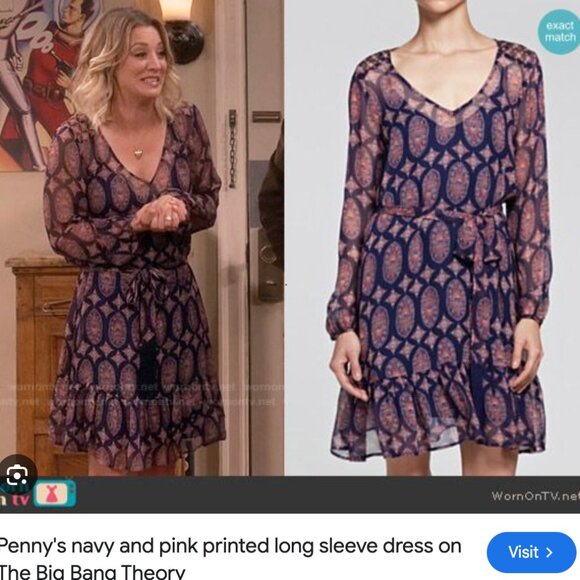 Ella Moss Silk Midi Dress XS Navy Pink Print Belted Ruffle Holiday Boho Chic - Picture 11 of 12